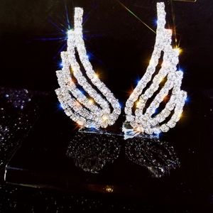 CZicon Feather Angel Wings Silver Color earrings